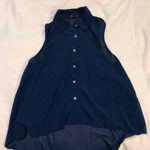 Forever 22 Navy Blue Sheer Button Down